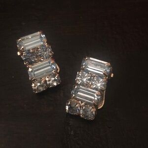 Baby Blue Rhinestone Clip-On Earrings
